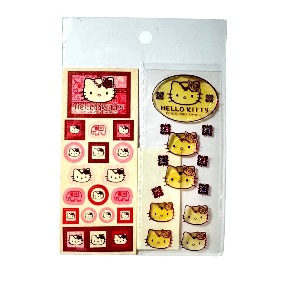 Vintage Hello Kitty Pink Elephant Stickers Sanrio 2001 Matte Glitter Sanrio Y2K